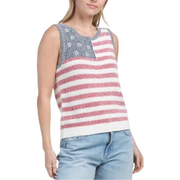 Lucky Brand Natural Flag Knit Tank Top - Picture 1 of 6